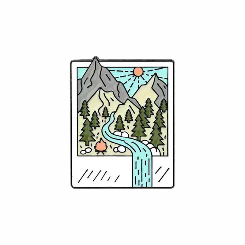 Travel Landscape Camping Themed Metal Brooch