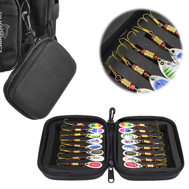 Rotating Sequin Fly Hook Set with Fishing Tackle Bag