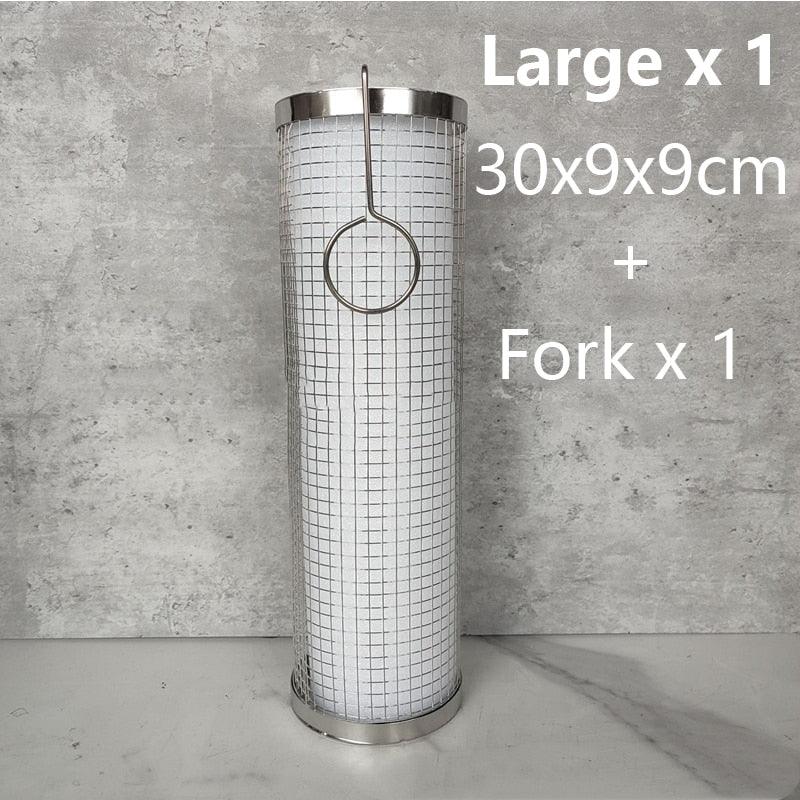 20cm/30cm BBQ Basket Stainless Cylindrical Rolling Grilling Baskets Portable Barbecue Rack For Grill For Fish Shrimp Meat Fries BBQ Grill Basket Rolling Grilling Basket Stainless Steel Grill Mesh Barbeque Grill Accessories