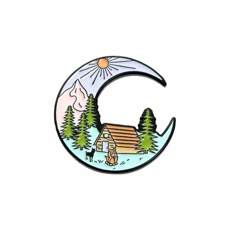 Travel Landscape Camping Themed Metal Brooch