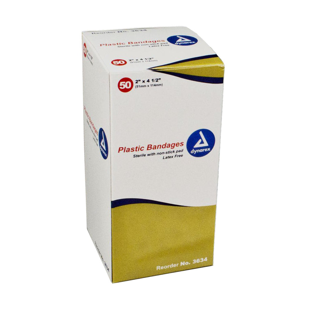 2"x4.5" Elbow & Knee Plastic Bandage, 50 Per Box