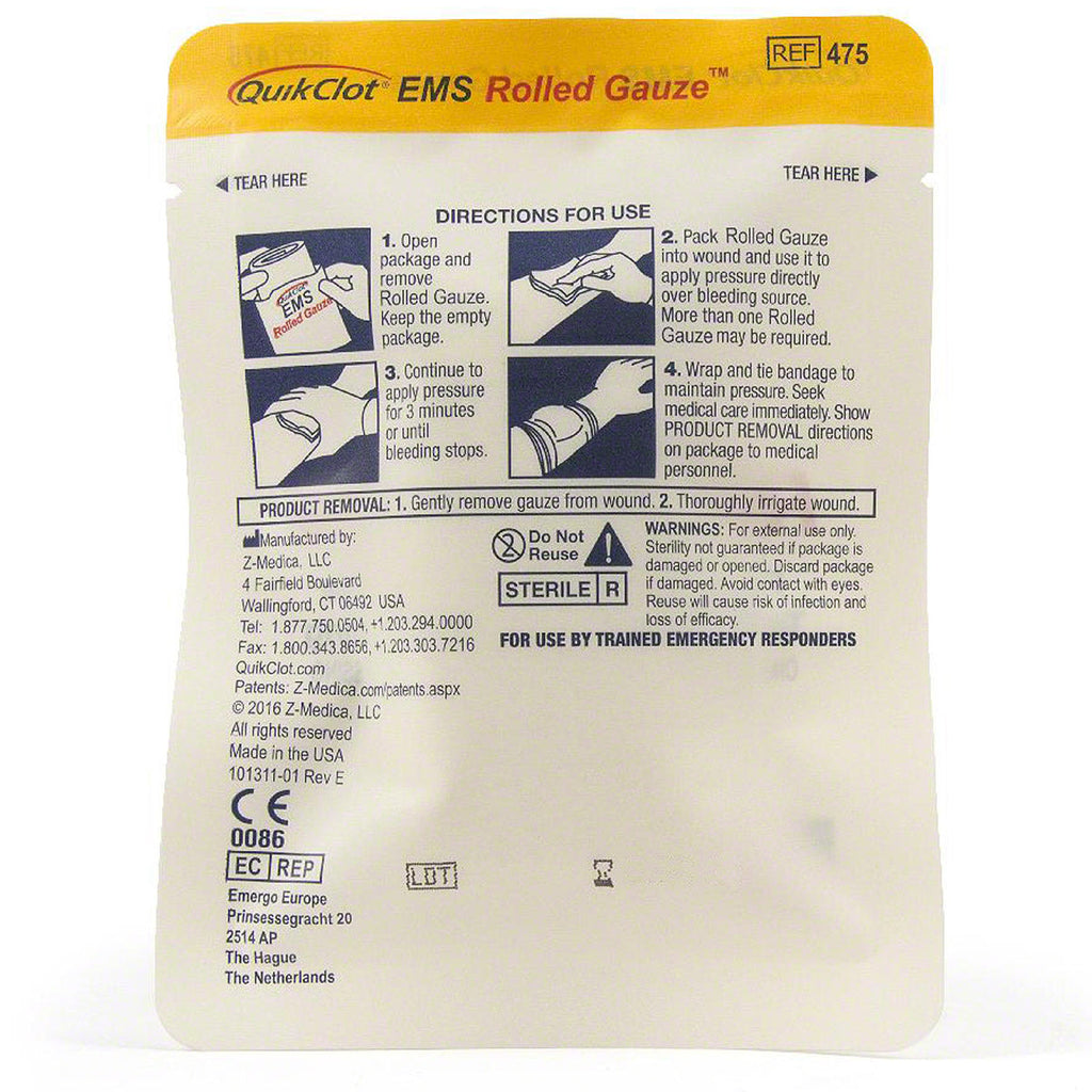 QuikClot EMS Rolled Gauze, 3" x 48"