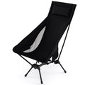 High Back Portable Camping Chair with Compact Carry Bag and Pillow-Black