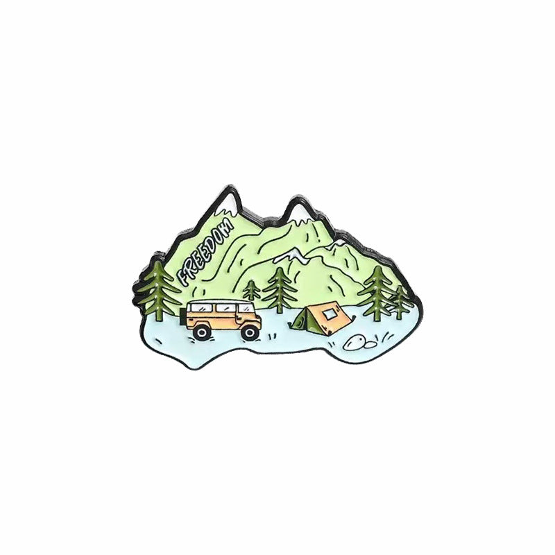 Travel Landscape Camping Themed Metal Brooch
