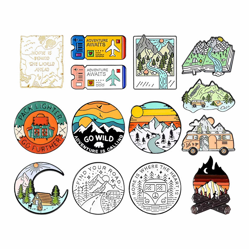 Travel Landscape Camping Themed Metal Brooch