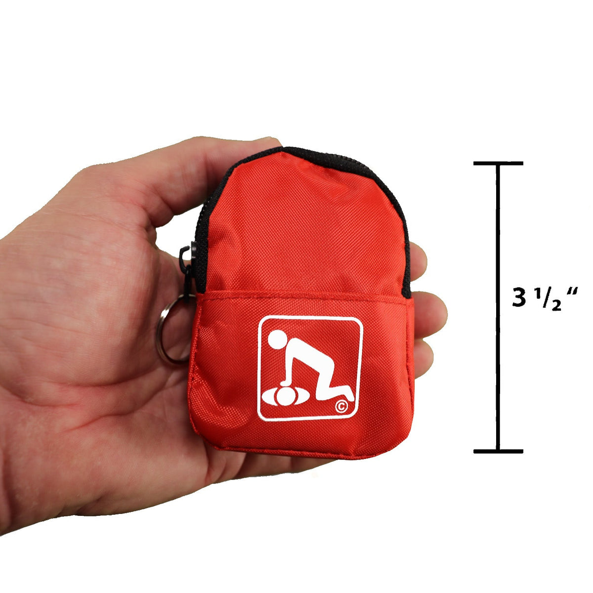 CPR Red Beltloop Keychain Backpack with Faceshield, Gloves, and Cleansing Wipes