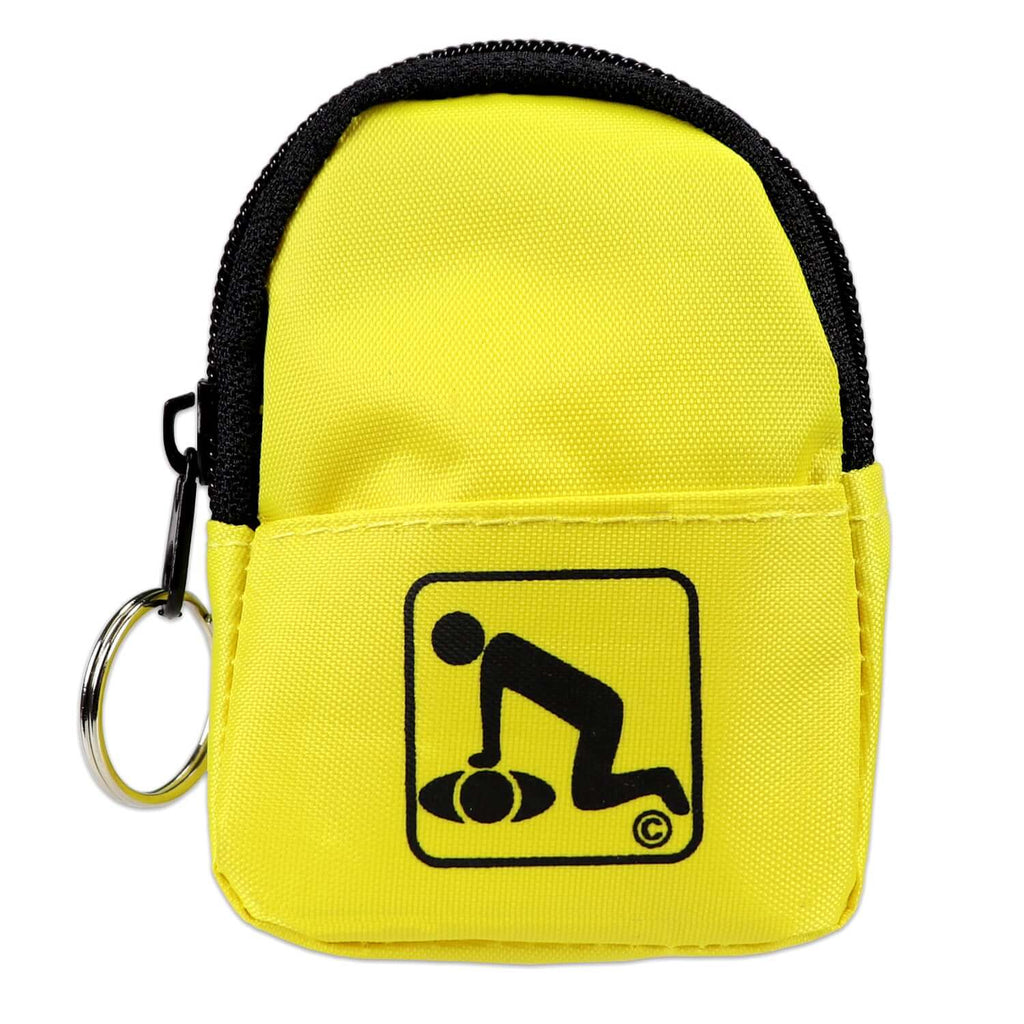 CPR Yellow Beltloop Keychain Backpack with Faceshield, Gloves, and Cleansing Wipes