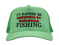 I’D RATHER BE FISHING SUEDE TRUCKER HAT