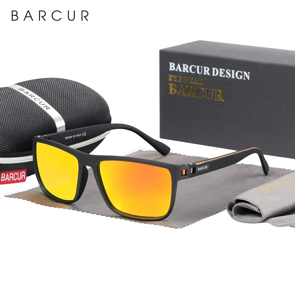 BARCUR Sports Polarized Sunglasses for Men Lightweight TR90 Square Fishing & Travel Eyewear UV400 Protection Men Accessory