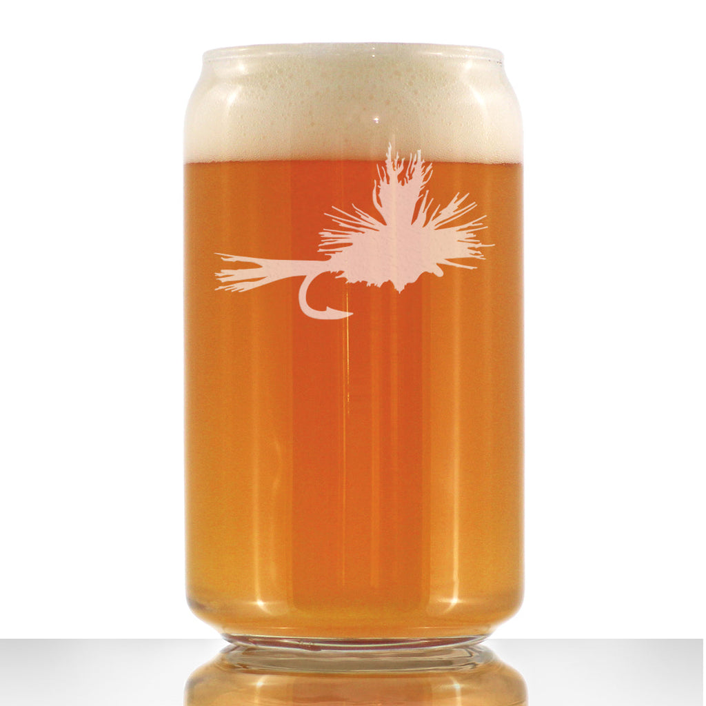 Fly Fishing Beer Can Pint Glass - Unique Flyfishing Themed Gifts for Fishermen - 16 oz Glasses