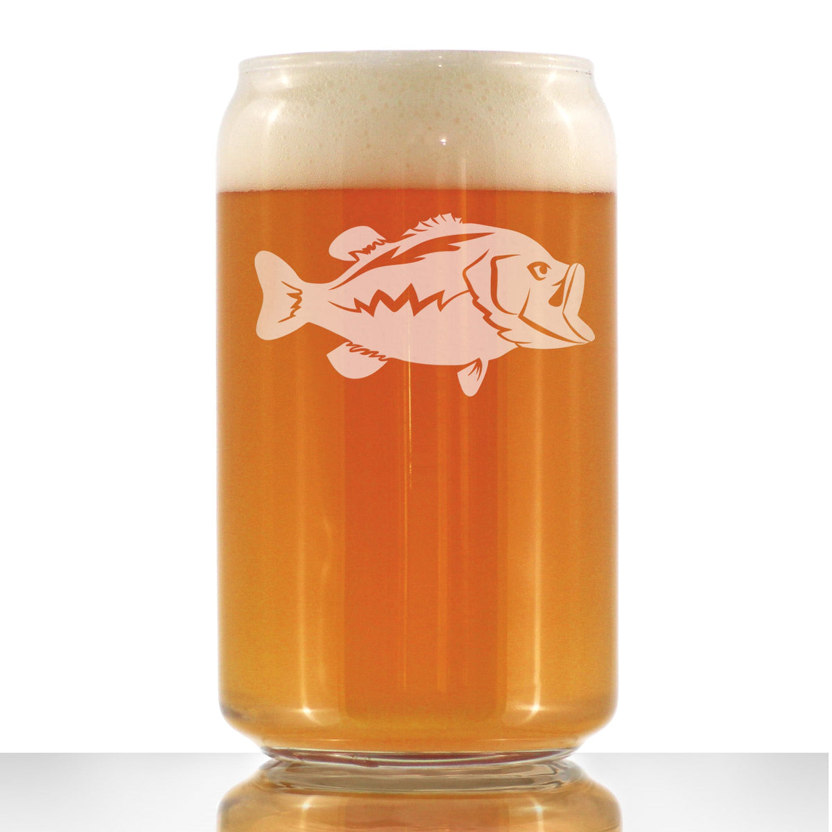 Largemouth Bass - Beer Can Pint Glass - Bass Fishing Gifts for Fisherman - Fun Fish Cups & Lake House Decor - 16 oz