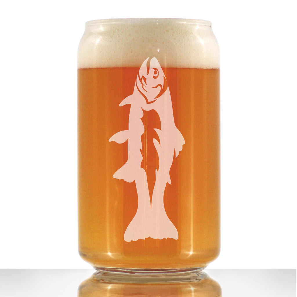 Trout - Beer Can Pint Glass - Trout Fishing Gifts for Fisherman - Fun Fish Cups & Lake House Decor - 16 oz