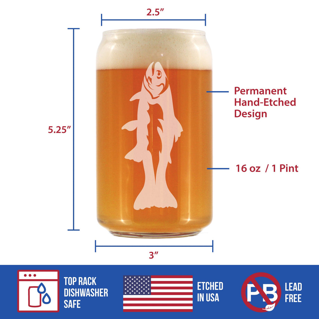 Trout - Beer Can Pint Glass - Trout Fishing Gifts for Fisherman - Fun Fish Cups & Lake House Decor - 16 oz