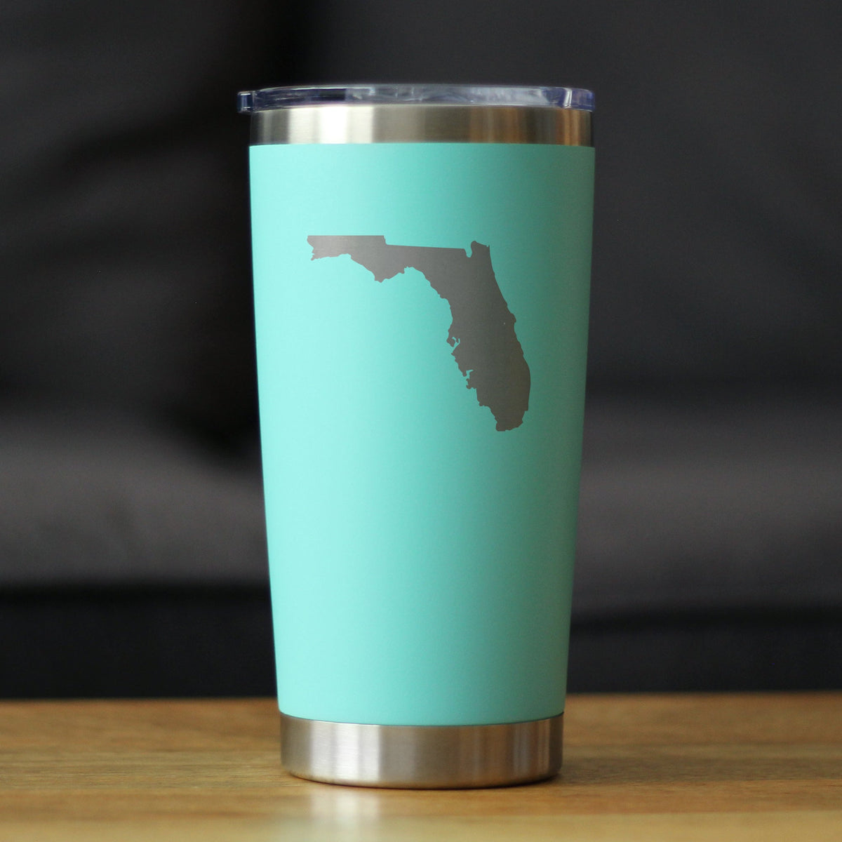 Florida State Outline - Insulated Coffee Tumbler Cup with Sliding Lid - Stainless Steel Coffee Mug - State Themed Outdoor Camping Gifts For Floridians