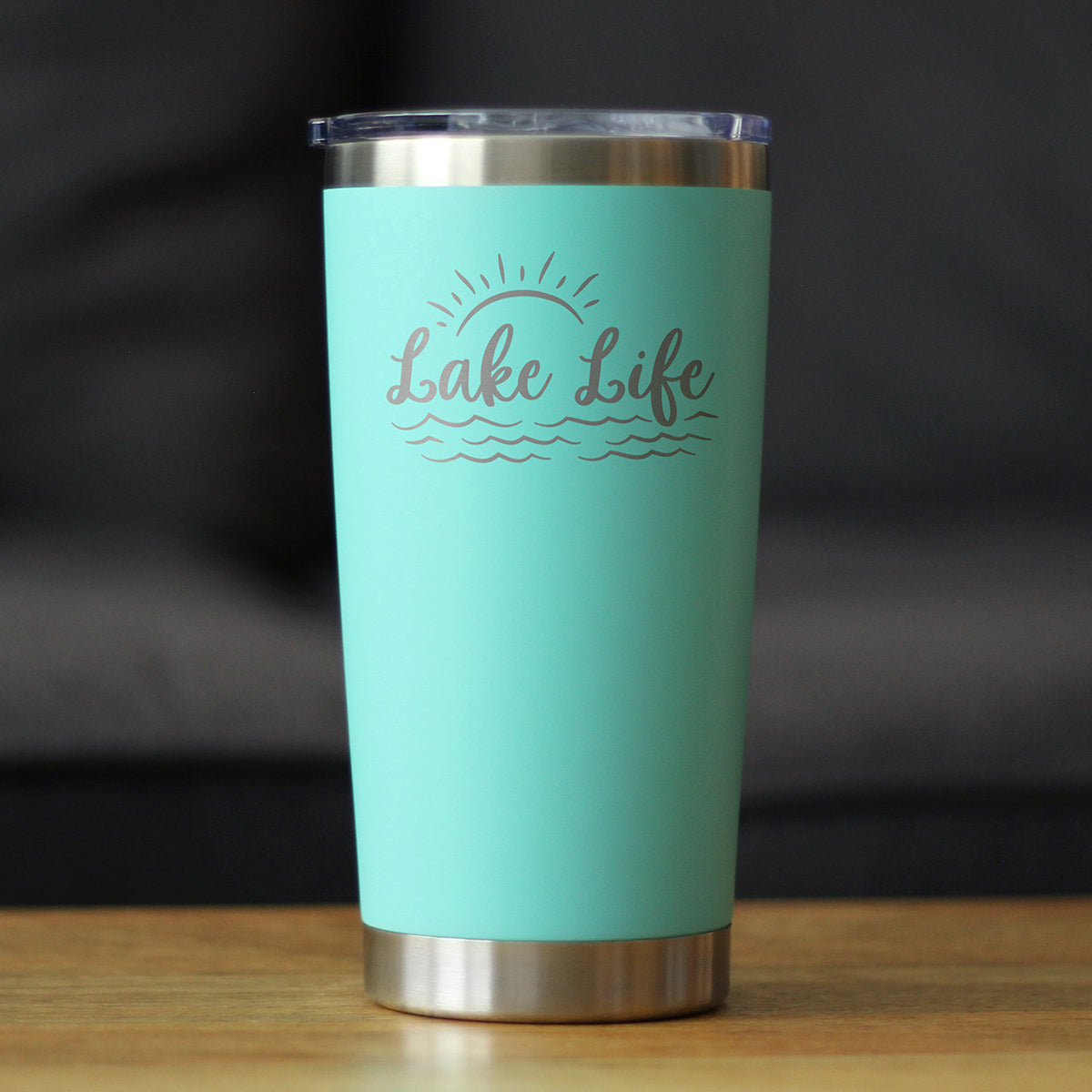 Lake Life - Insulated Coffee Tumbler Cup with Sliding Lid - Stainless Steel Insulated Mug - Cute Outdoor Camping Mug and Lake House Decor