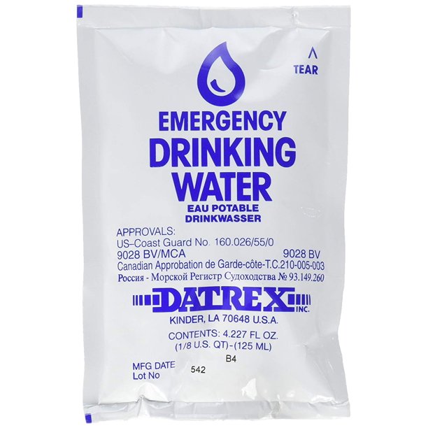 Six Pack of Water Pouches - Long Shelf Life