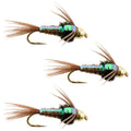 3 Pack Tungsten Bead Head Flash Back Pheasant Tail Nymph Size 10