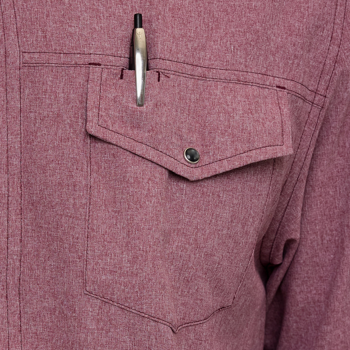 Maroon Pearl Snap Shirt | Long Sleeve