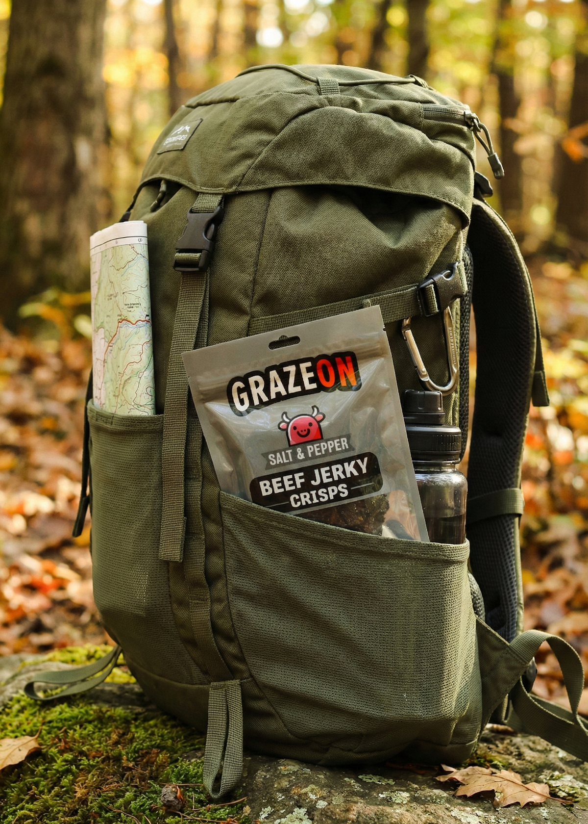 GrazeOn Salt and Pepper Beef Jerky Crisps- High Protein, No Sugar, Crunchy Air-Dried Meat Snack, All-Natural - 2.0 oz
