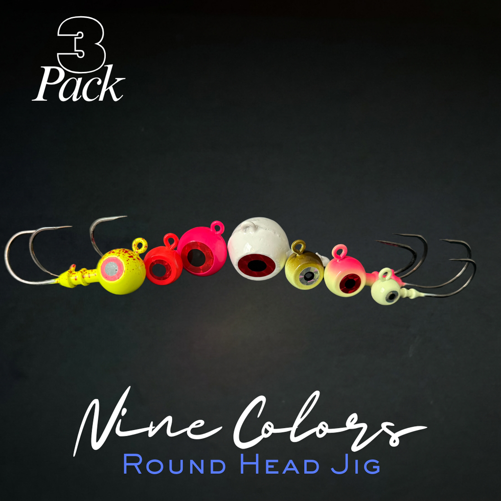 Fluke Jigs: Round Head Big Eye Jig Heads, 3-Pack