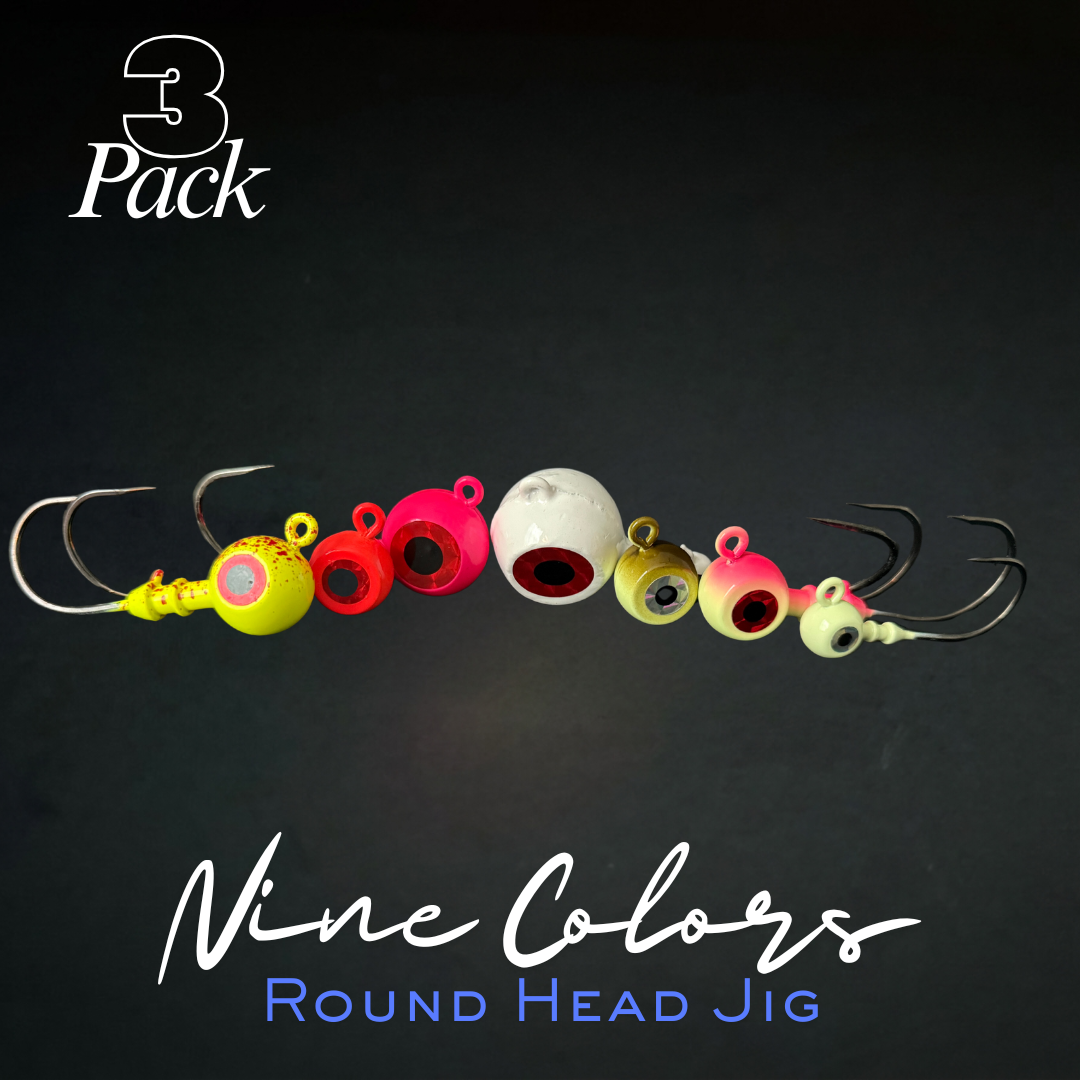 Fluke Jigs: Round Head Big Eye Jig Heads, 3-Pack