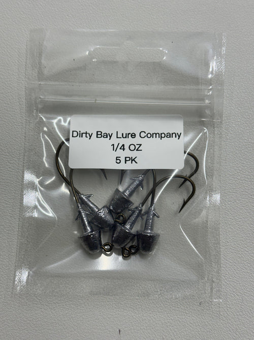 1/4 oz Premium Jig Heads 5 pack – Strong Hook • Saltwater Ready • Dirty Bay Lure Company