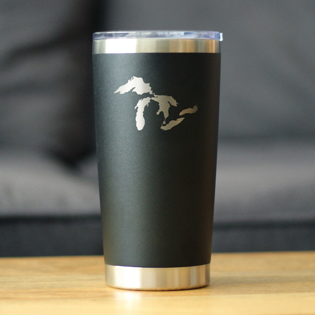 Great Lakes Maps - Insulated Coffee Tumbler Cup with Sliding Lid - Stainless Steel Insulated Mug - Cute Outdoor Camping Mug