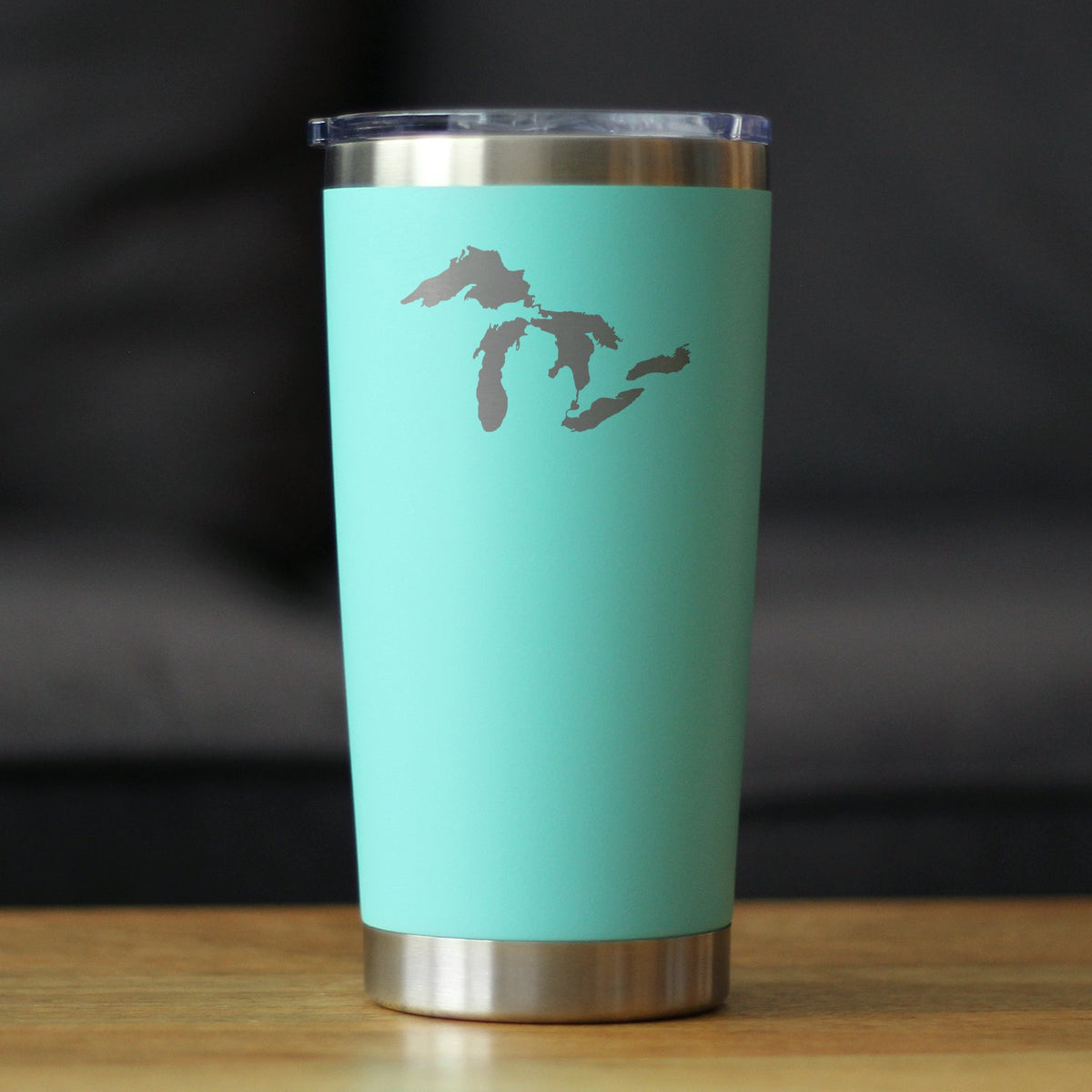 Great Lakes Maps - Insulated Coffee Tumbler Cup with Sliding Lid - Stainless Steel Insulated Mug - Cute Outdoor Camping Mug