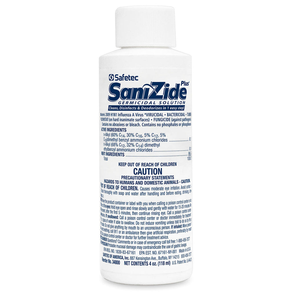 Sanizide Plus environmental surface germicidal solution, 4 oz. plastic bottle with pump spray, 1 ea.
