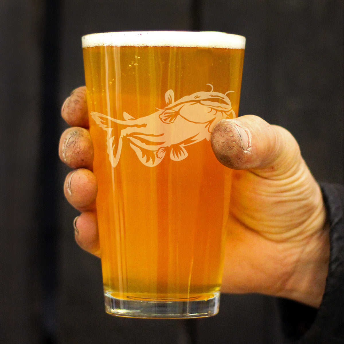 Catfish - Pint Glass for Beer - Catfishing Gifts for Fisherman - Fun Fish Cups - Fishing Decor - 16 oz