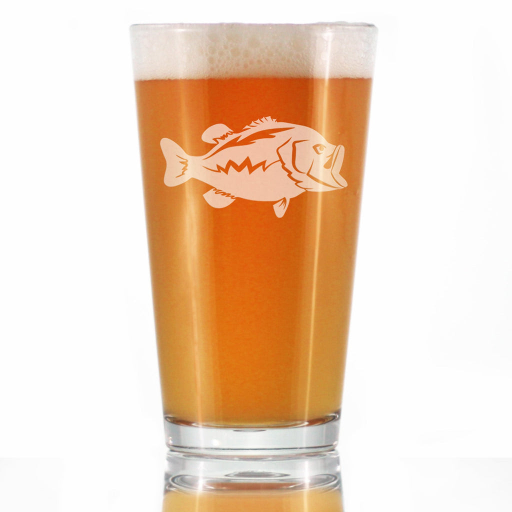 Largemouth Bass - Pint Glass for Beer - Bass Fishing Gifts for Fisherman - Fun Fish Cups & Lake House Decor - 16 oz