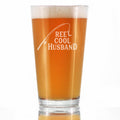 Reel Cool Husband - 16 oz Pint Glass for Beer - Funny Fishing Gifts for Fisherman Husbands - Fun Fish Cups