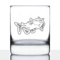 Catfish - Whiskey Rocks Glass - Catfishing Gifts for Fisherman - Whisky Fish Tumbler & Fishing Decor - 10.25 oz