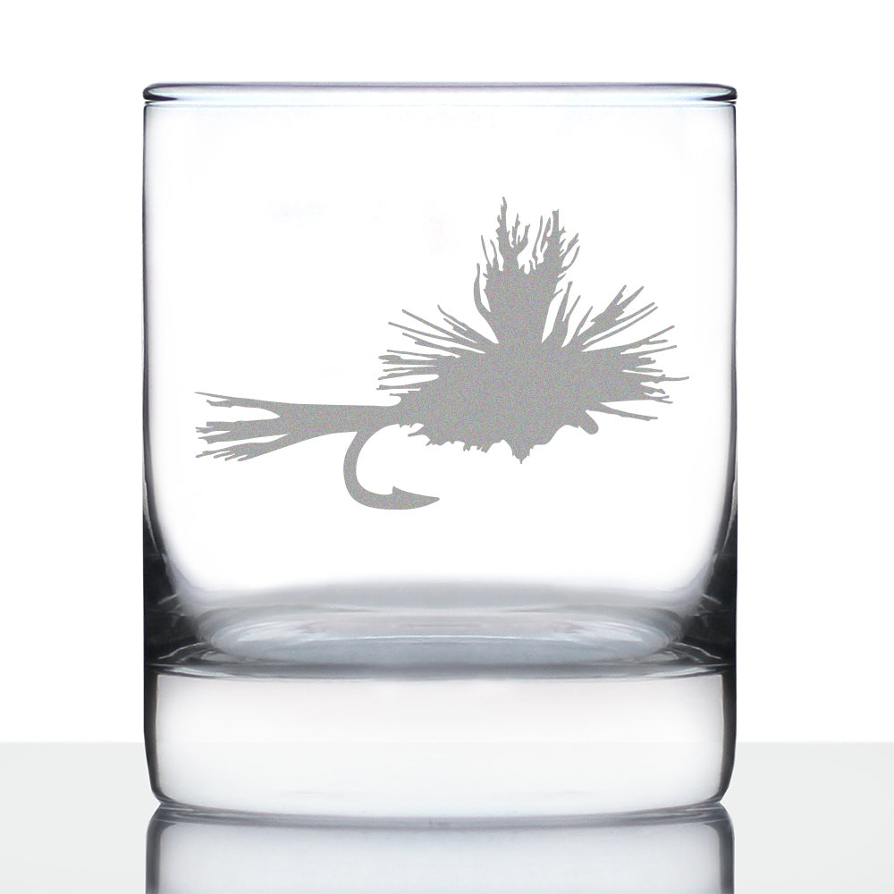Fly Fishing Whiskey Rocks Glass - Unique Flyfishing Themed Gifts for Fishermen - 10.25 Oz Glasses