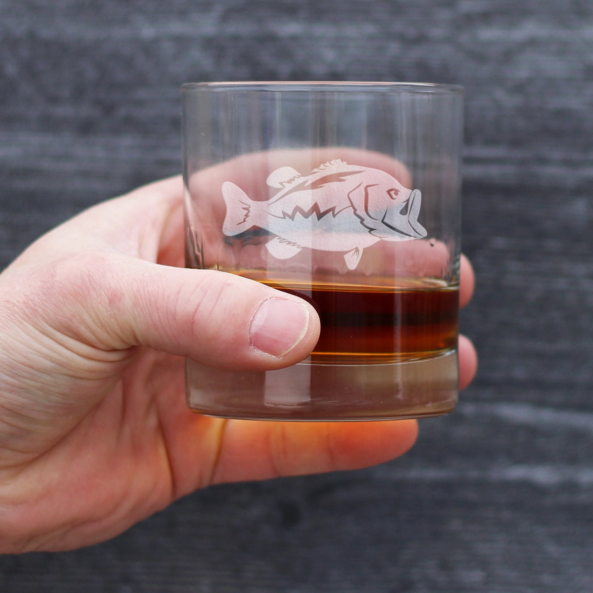 Largemouth Bass - Whiskey Rocks Glass - Bass Fishing Gifts for Fisherman - Fun Fish Cups & Lake House Decor - 10.25 oz Glasses
