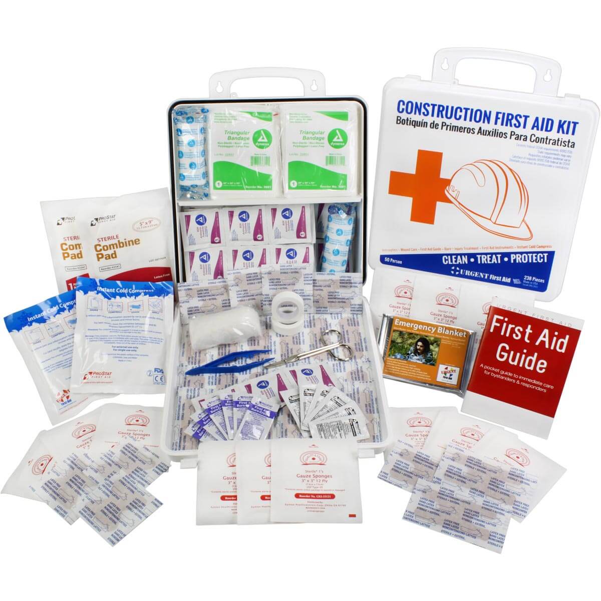 Bilingual OSHA Contractors First Aid Kit for Job Sites up to 50 People, 238 pieces