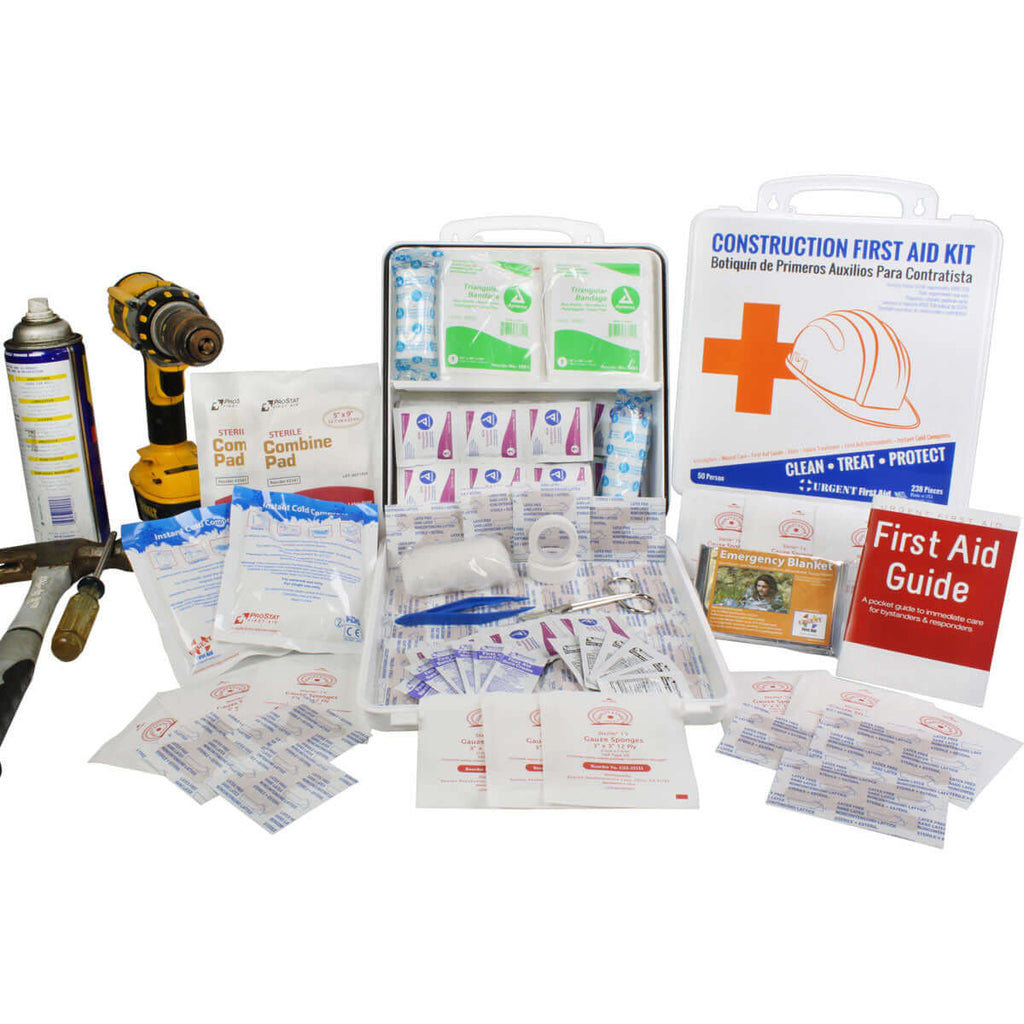Bilingual OSHA Contractors First Aid Kit for Job Sites up to 50 People, 238 pieces