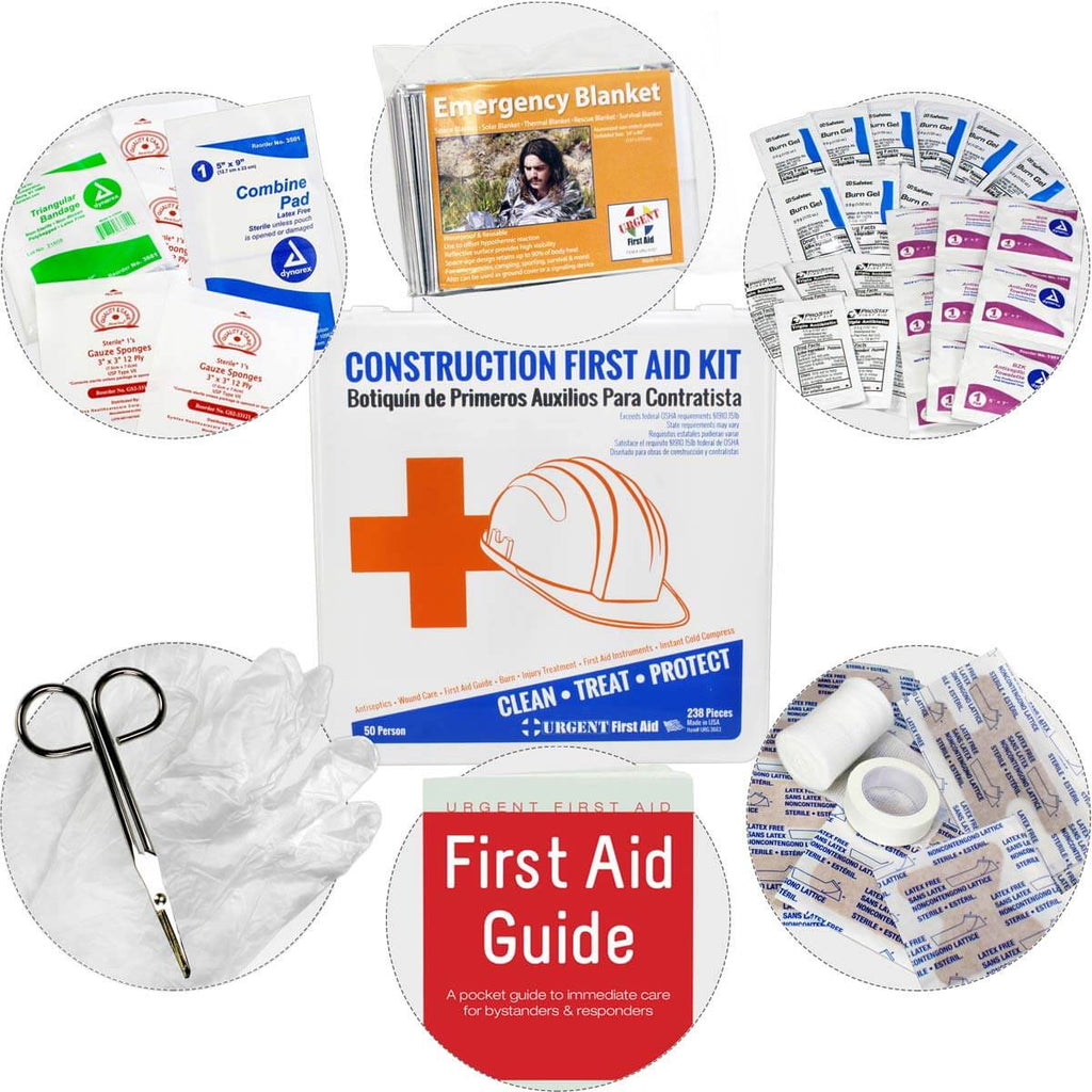 Bilingual OSHA Contractors First Aid Kit for Job Sites up to 50 People, 238 pieces