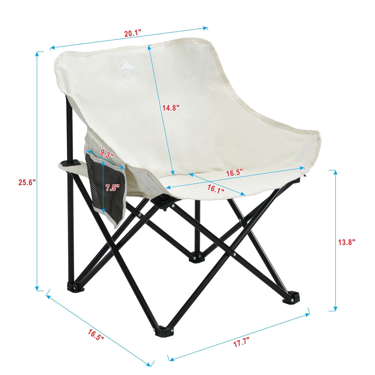 Portable Folding Camping Chairs with Carry Bag - Set of 2, Fabric - Beige or Black