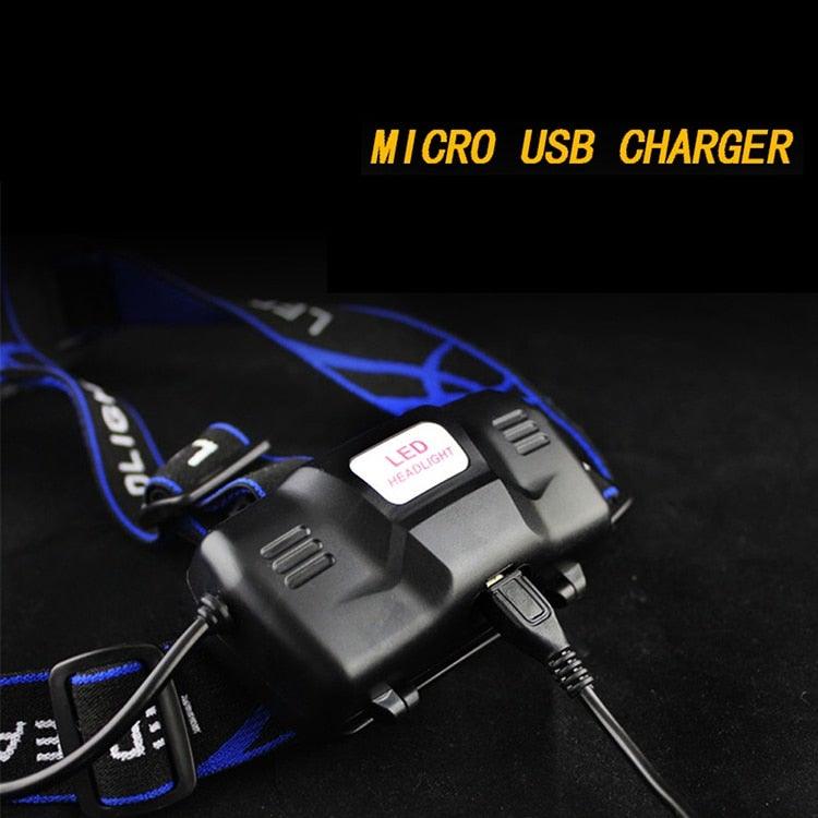 Adjustable USB Rechargeable IR Sensor Super Bright Headlight Battery For Long Working Time LED Headlamp Fishing  Waterproof Head Light Lamp Perfect For Running  Camping