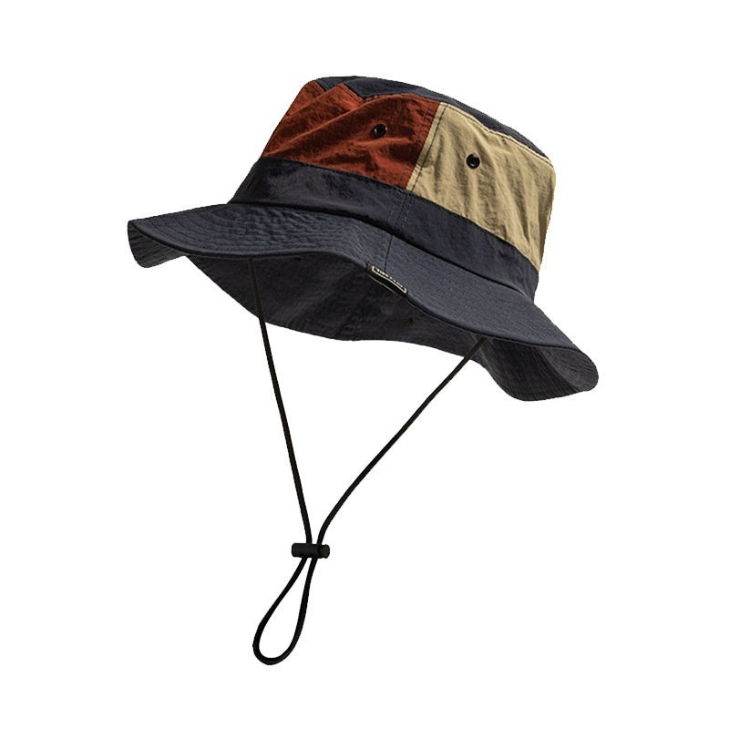 Bucket Hat Female Colorblock All-matching Outdoor Hiking Camping Tourist Hat Male