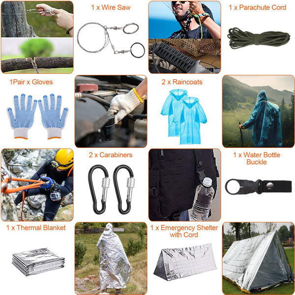 125-in-1 Survival Kit, Professional Gear for Camping, Hiking, Emergency SOS