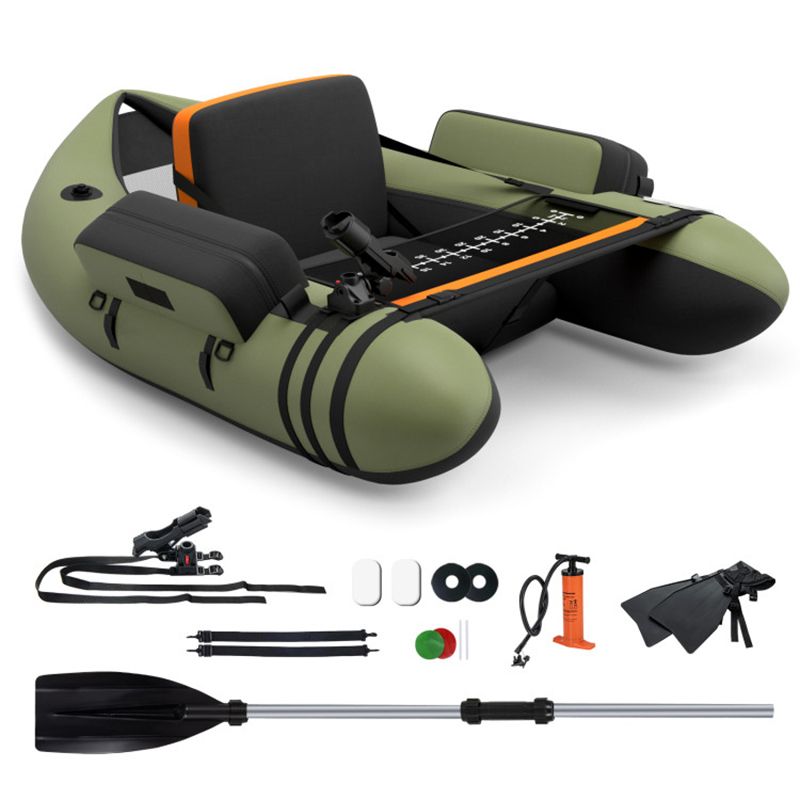 Inflatable Fishing Float Tube with Pump Storage Pockets and Fish Ruler