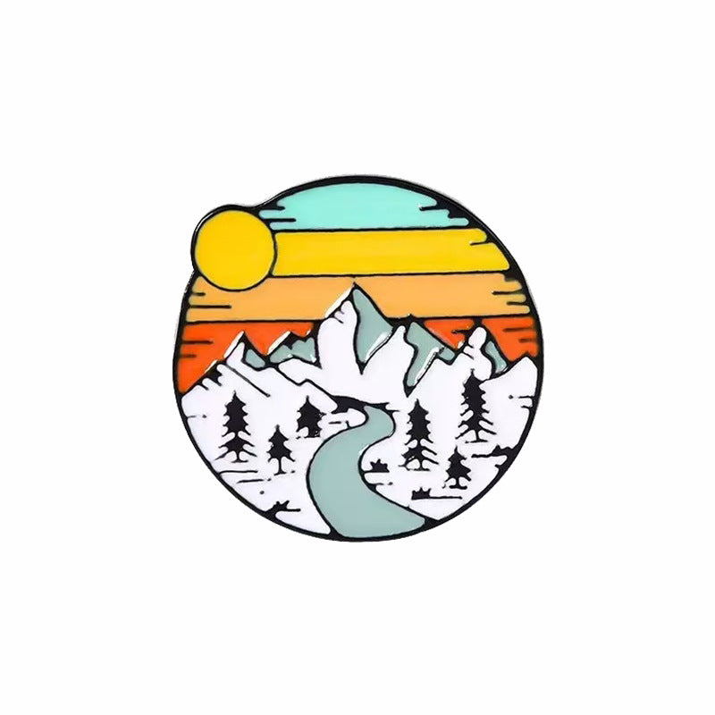 Travel Landscape Camping Themed Metal Brooch
