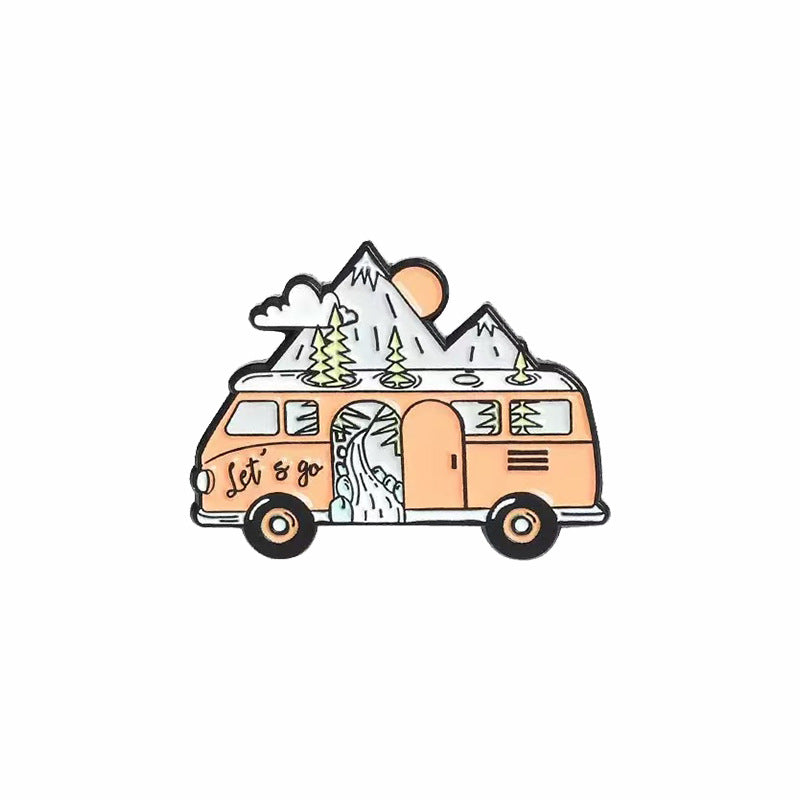 Travel Landscape Camping Themed Metal Brooch