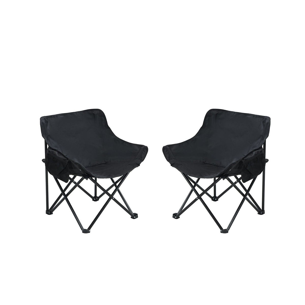 Portable Folding Camping Chairs with Carry Bag - Set of 2, Fabric - Beige or Black