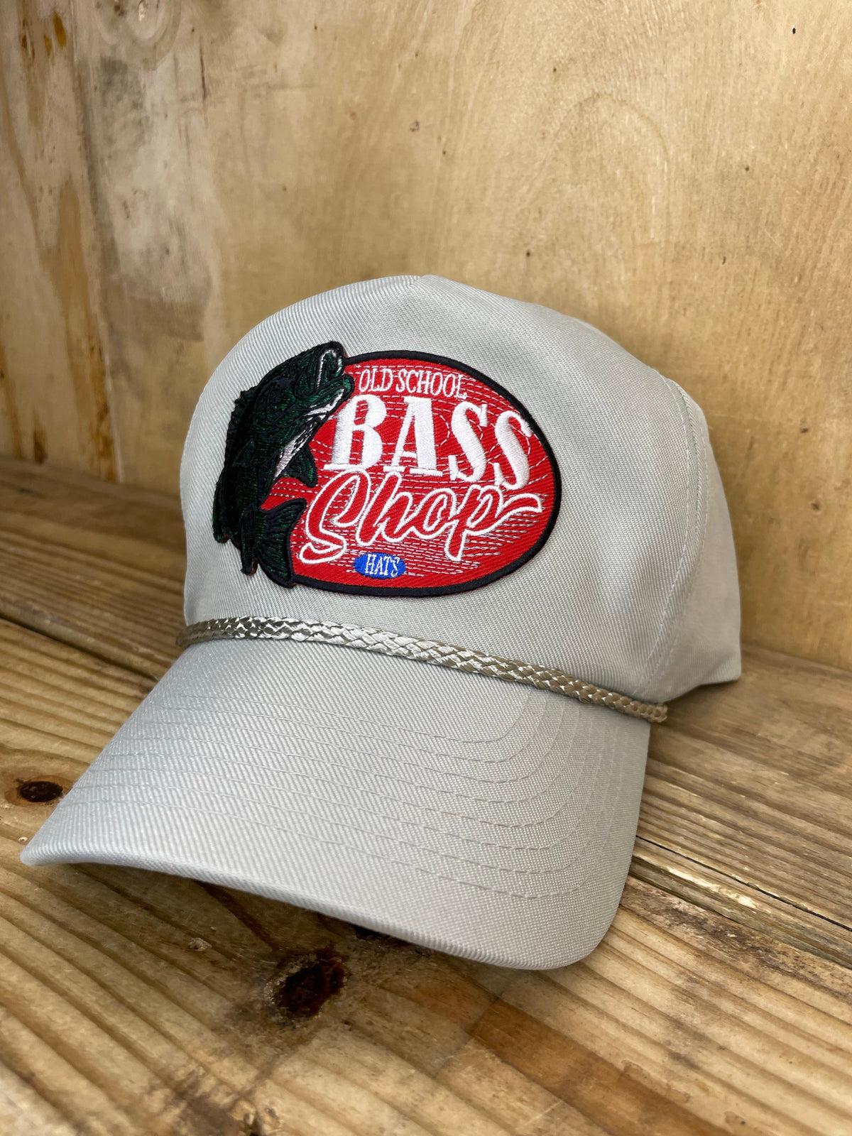 Old SchoolBass Shop Fishing Gray curve Brim Snapback Cap Hat