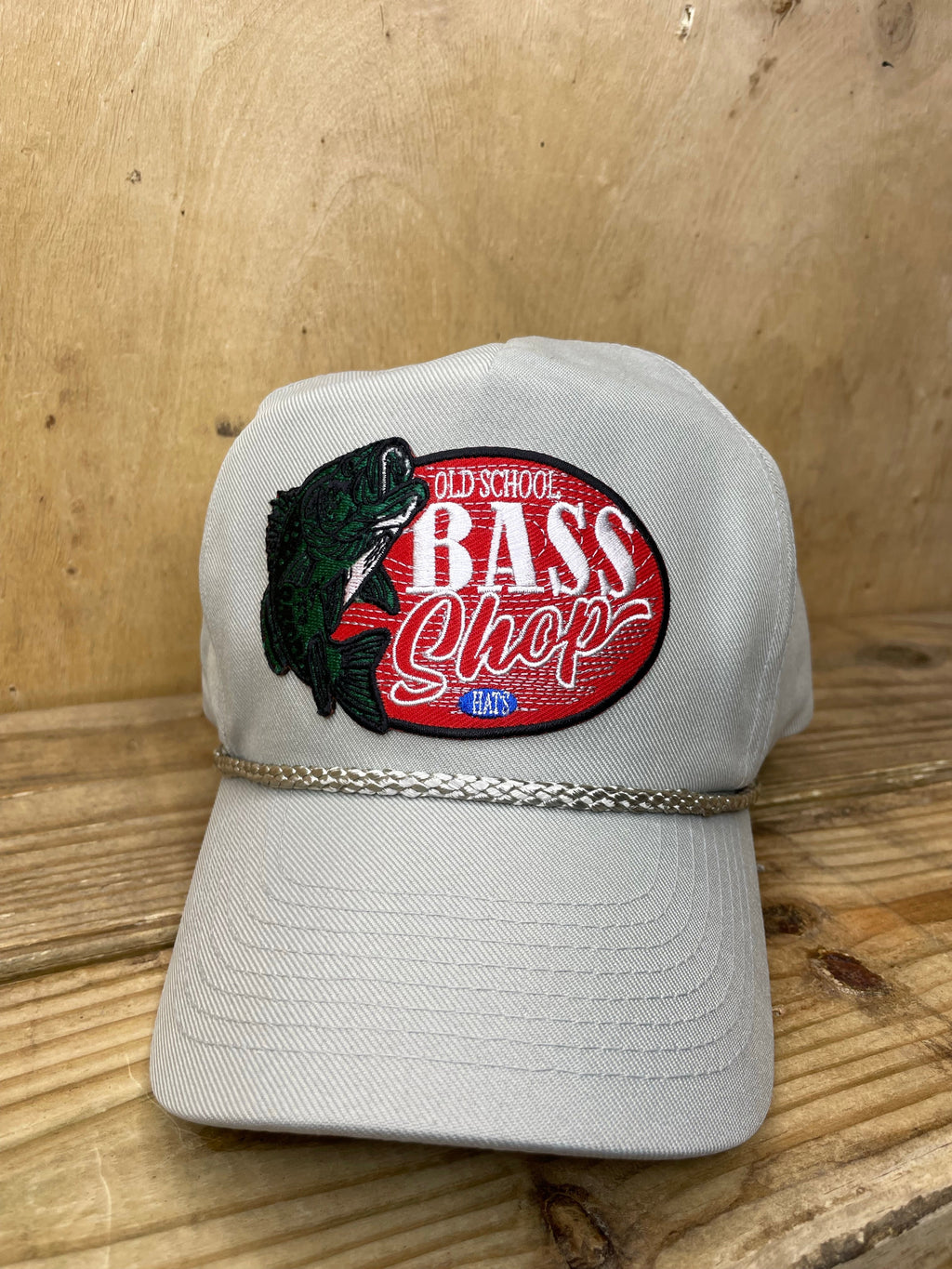 Old SchoolBass Shop Fishing Gray curve Brim Snapback Cap Hat