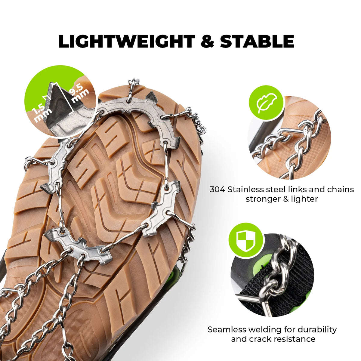 22 Anti Slip Stainless Steel Crampons for Shoes and Boots