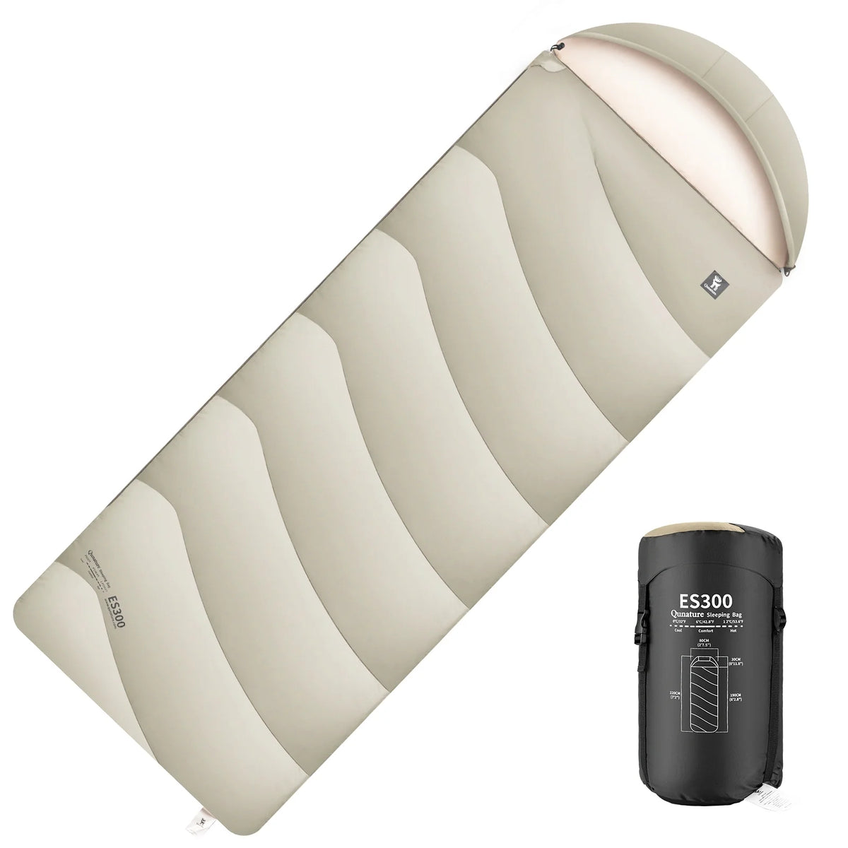 Cotton Envelope Portable Backpacking Sleeping Bag for Outdoor Camping with Compression Sack